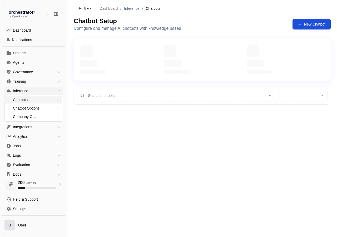 Chatbot Setup page