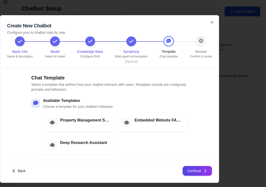 Selecting a chatbot template